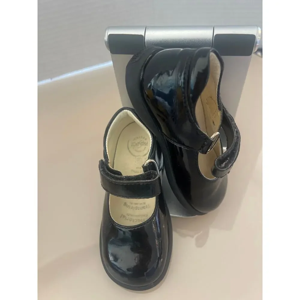 Primigi Italian Girls’ Shoes – Size 21, Black & Beige Patent Leather USA 5